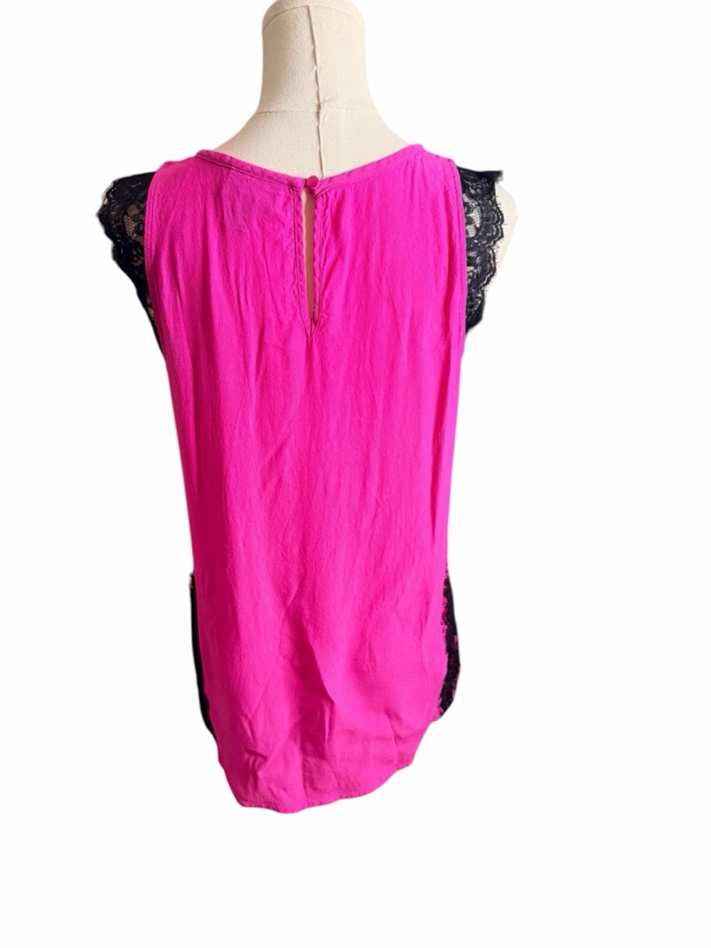 Nicole by Nicole Miller Hot Pink Lace Sleeve Blouse Top Small Rayon - Picture 5 of 8